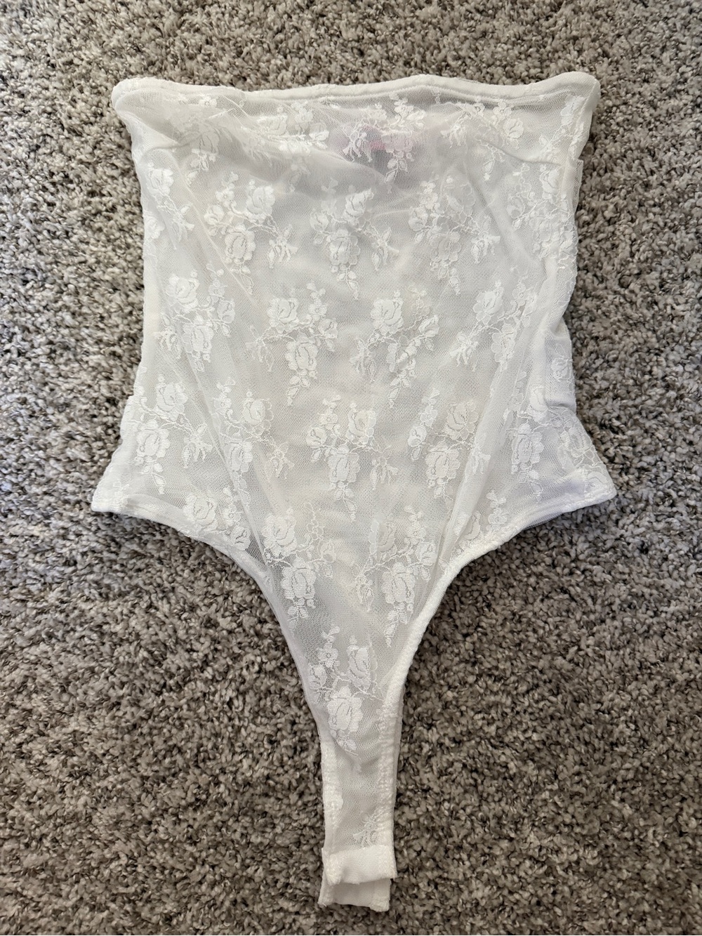 Edikted White Lace Bandeau Bodysuit